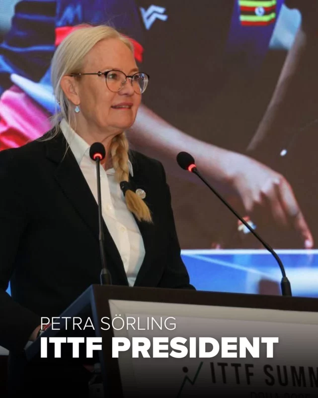 PETRA SÖRLING OMVALD! 

Petra Sörling omvaldes som president för Internationella Bordtennisförbundet (ITTF) vid årsmötet i Doha, Qatar på tisdagen den 27 maj 2025. Sörling fick 104 röster, medan den andra kandidaten, Khalil Al-Mohannadi, fick 102.

Ytterligare detaljer kommer att följa.

📸 ITTF

#svenskbordtennis #pingisförallaöverallt