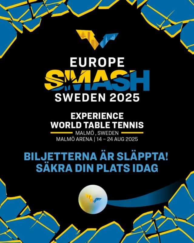🚨 SÄKRA DIN PLATS I MALMÖ! 🚨

Äntligen är biljetterna ute för allmänheten till Europe Smash i augusti. Gå in på ticketmaster och försäkra dig om att just du får chansen att se världsstjärnorna på hemmaplan i sommar 🤩

Biljetterna är släppta över hela världen, och trycket är stort. All biljettförsäljning sker via ticketmaster (länk till deras biljettsida finns i vår bio).

#svenskbordtennis #pingisförallaöverallt #europesmash